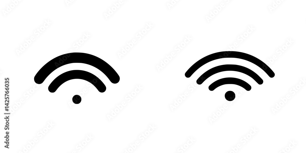 Poster stylized black wireless signal icons showing varying signal strength for digital communication and t