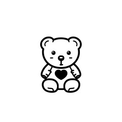 Obraz premium Cute black icon of a teddy bear with a heart on its belly, perfect for playful design and illustrations for children