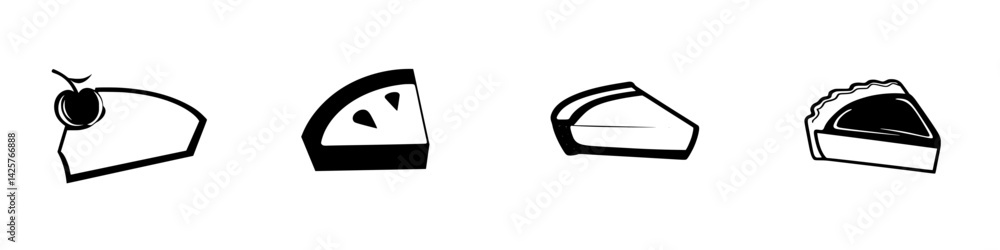 Poster collection of black icons representing various dessert types on a plain background for digital use