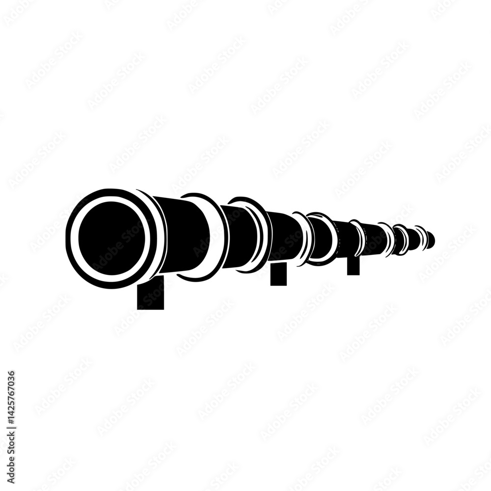 Poster black icon of multiple connecting tubular structures arranged in a row, creating a modern visual rep
