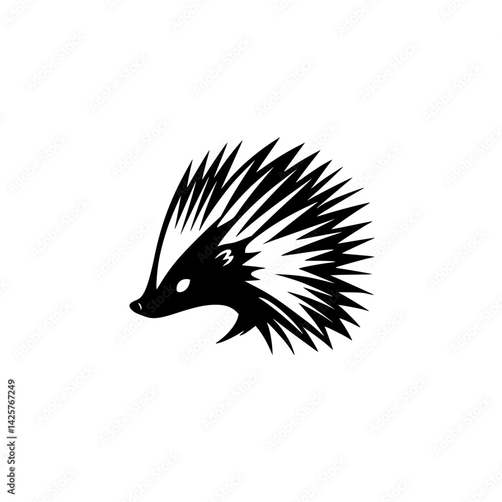 Poster stylized black hedgehog icon featuring exaggerated spines and a friendly expression suitable for mod