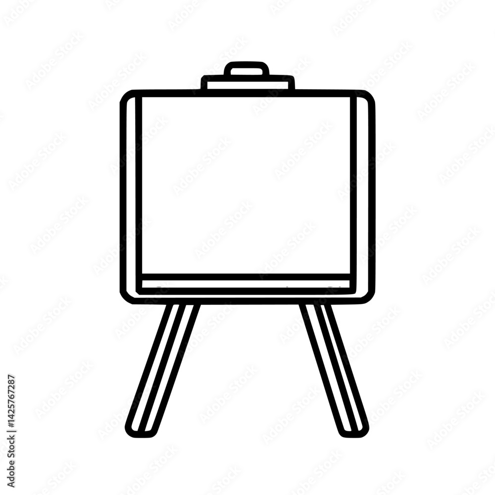 Poster set black icon of an easel that is empty and ready for artistic creations on a plain background