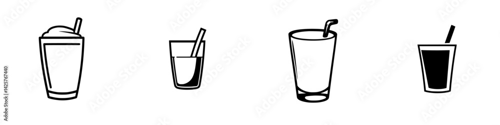Poster black icons of beverages representing various types of drinks in a simplistic design style for graph