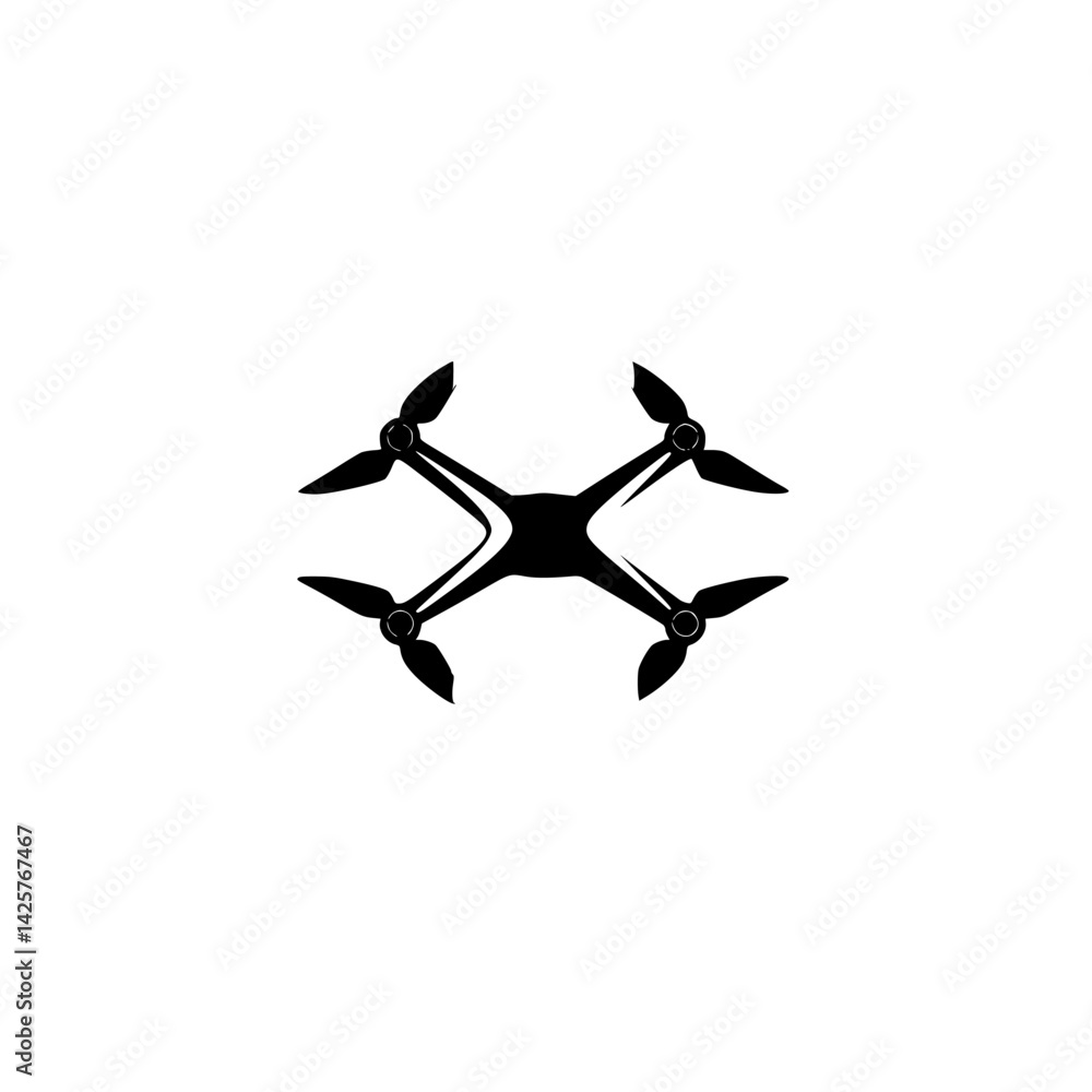 Poster black drone icon showcasing a minimalist design used for various applications in technology and medi