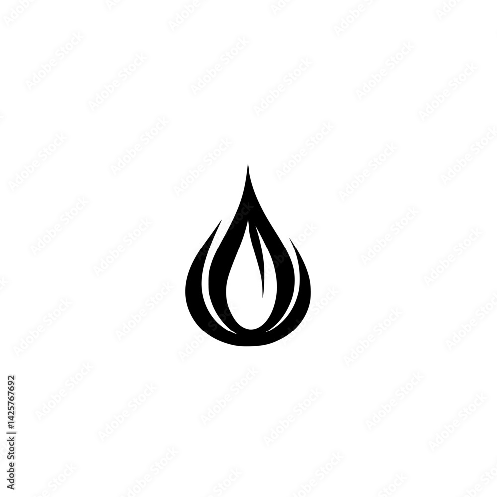 Poster minimalist black icon of a teardrop shape representing fluidity and simplicity