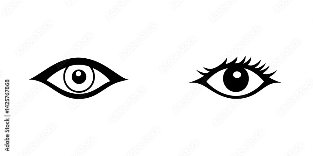Aufkleber set of black eye icons illustrating different styles and designs for graphical representations or di
