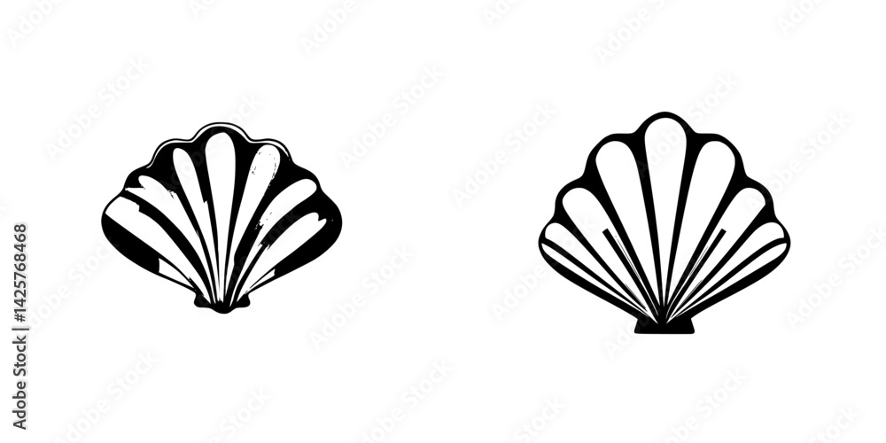 Poster black shell icon designs with distinct patterns suitable for various graphic projects and applicatio