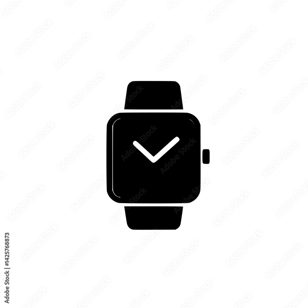 Poster black smartwatch icon with minimalist design displaying simple time indicator