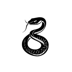 Obraz premium Black icon of a coiled snake showing detail and grace in a minimalist design