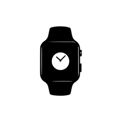Stylish black smartwatch design featuring a minimalist clock face visible in a clean, simple layout
