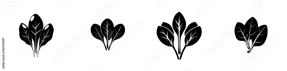Poster set of black leaf icons depicting various shapes and sizes ideal for design projects and digital cre
