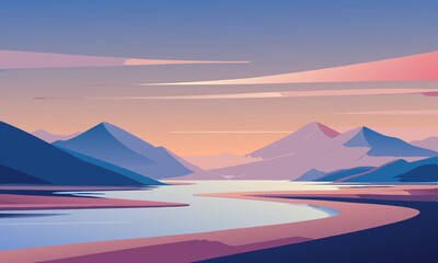 mountain landscape with sunset