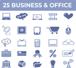 Business and Office Icon Set Twenty-Five Professional Symbols for Websites and Applications