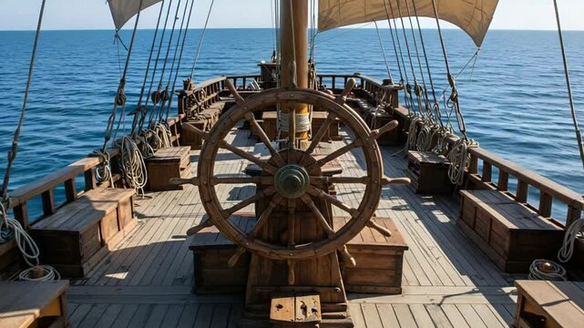 Historic Wooden Ship at Sea