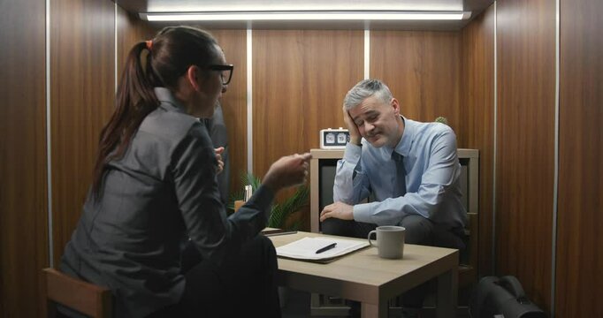 Employee listening to a talkative customer