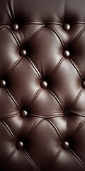Naklejka premium Brown Leather Texture Background, Luxury Sofa Pattern, Vintage Furniture Upholstery Closeup
