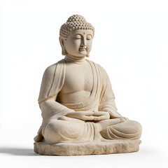 Marble statue of Buddha isolated on white background. Ai Generated Images