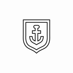 shield with anchor icon sign vector