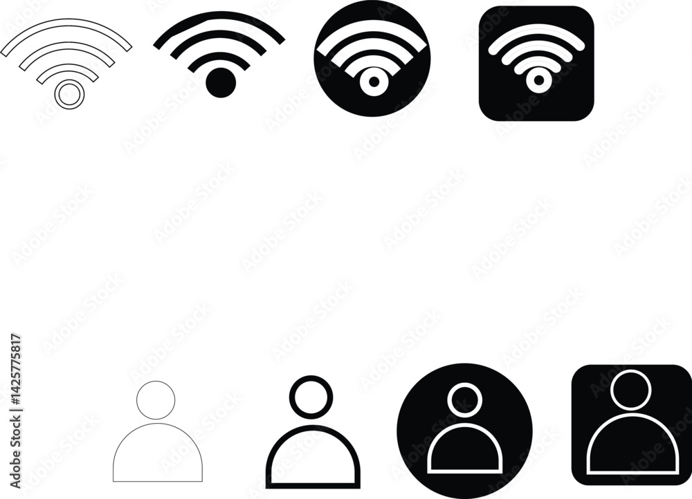 Poster wifi symbol in colorful round icon design for web and decoration