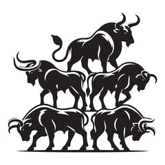 create Ox Silhouette Vector with white background 