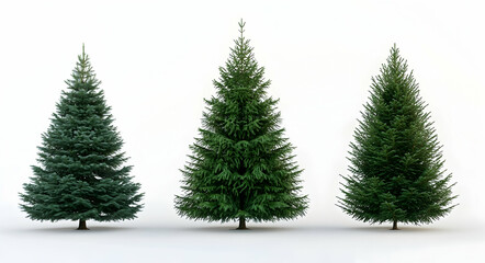 Fototapeta premium Three Green Christmas Tree Illustrations