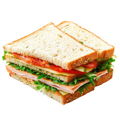 Delicious sandwich with fresh vegetables and layers of turkey served on soft bread