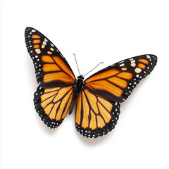 Fototapeta premium Orange monarch butterfly isolated on white background. Ai Generated images