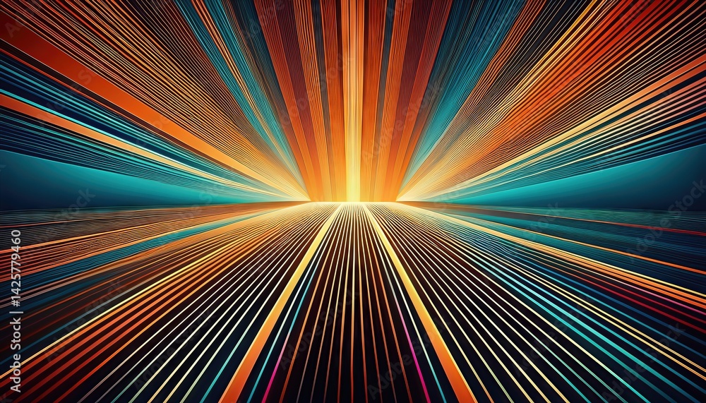 Aufkleber perspective play vibrant converging lines creating depth in an abstract art background, showcasing a