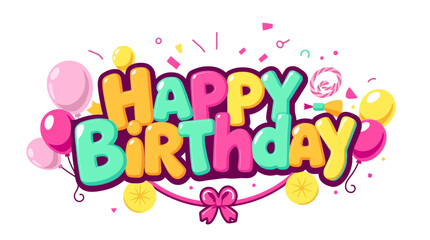 Happy birthday greeting card design template with balloons and confetti for birthday celebration