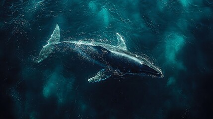 Fototapeta premium Close-up of a majestic whale gliding gracefully through the deep blue waters of the ocean