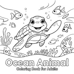 Fototapeta premium Ocean Animal Coloring Pages For Adults