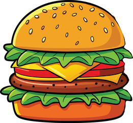 vector illustration of a classic cheeseburger.