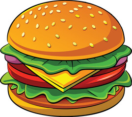 vector illustration of a classic cheeseburger.
