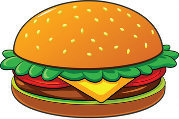 vector illustration of a classic cheeseburger.