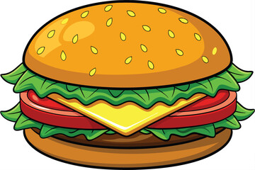 vector illustration of a classic cheeseburger.