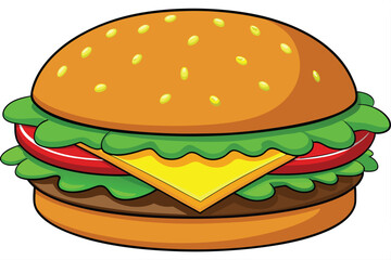 vector illustration of a classic cheeseburger.