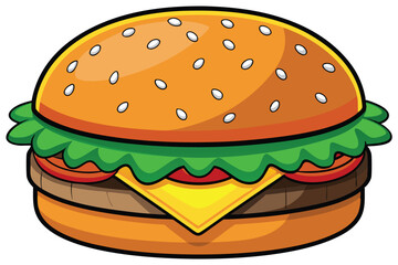 vector illustration of a classic cheeseburger.