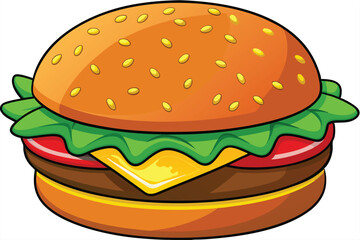vector illustration of a classic cheeseburger.