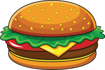vector illustration of a classic cheeseburger.