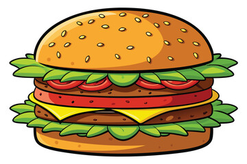 vector illustration of a classic cheeseburger.