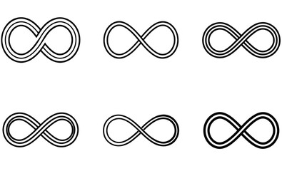 Infinity Loop Symbol Collection – Minimalist Black Line Vector Set
