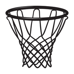 Hand drawn Vector Black silhouettes Basketball basket with net, Basketball Goal, basketball hoop on white background