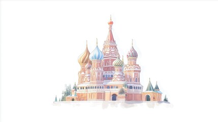 Saint Basils Cathedral. Saint Basils Cathedral hand drawn watercolor illustration