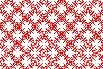 Fototapeta premium Seamless red floral pattern. Red and white floral background.