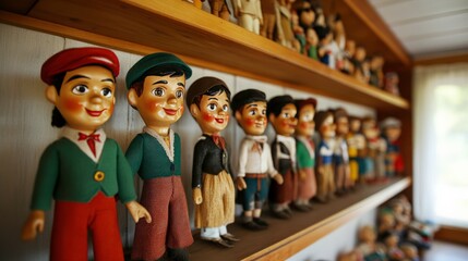 Colorful Handmade Puppets in a Souvenir Shop Display