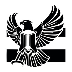 Naklejka premium Eagle Podium Logo Vector Icon Powerful Mascot Symbol Design Illustration