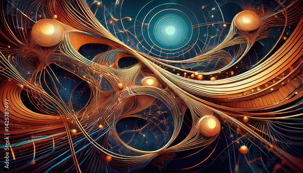 Poster dazzling abstract kaleidoscope intricate lines and shapes dance in a mesmerizing, evolving pattern, 