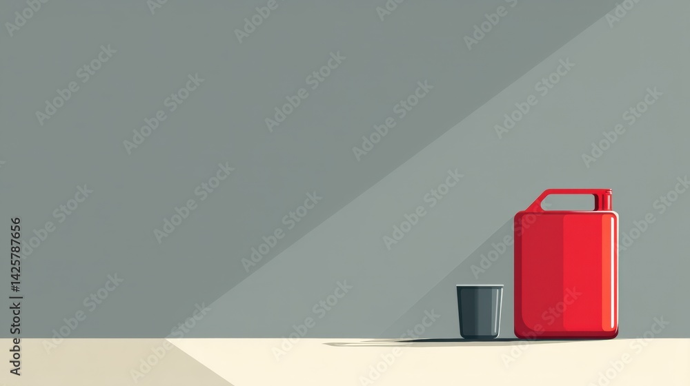 Aufkleber Gasoline Can With Flat Shadow on Minimal Surface Design in a Clean Layout During Daylight