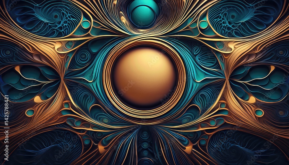 Poster Dynamic Abstract Artwork Intricate Patterns of Lines and Shapes Form a Mesmerizing, EverChanging Visual Symphony in Deep Hues, Showcasing Vibrant Textures and Geometric Complexity.