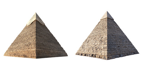 Great pyramids of Egypt with stone texture isolated on transparent background perfect for history, travel, and desert-themed visuals